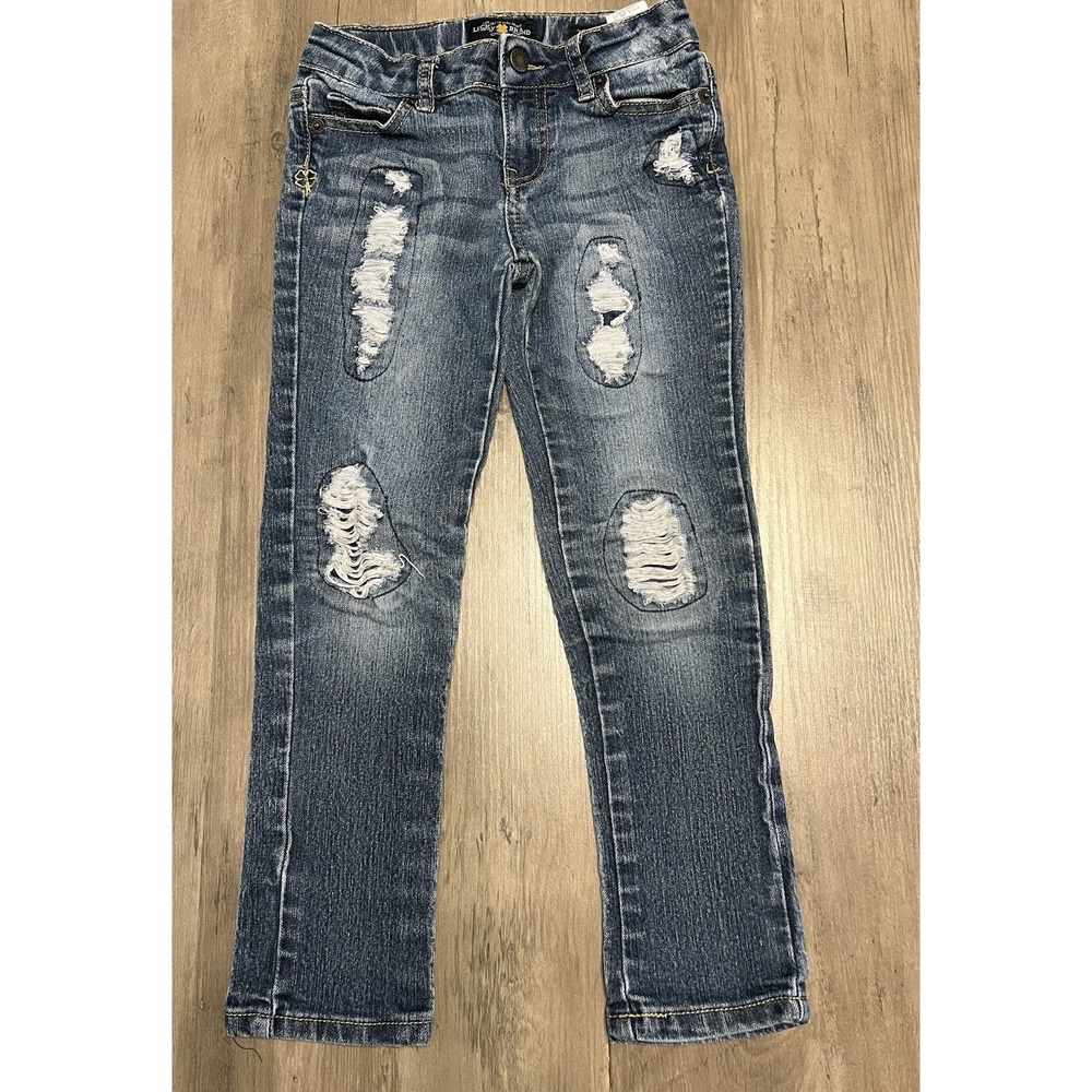 Lucky Brand‎ Girls Zoe Jegging Distressed Blue Jeans Sz 6 Excellent Condition